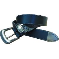 BLACK LEATHER BELT WITH BUCKLE AND TIP
