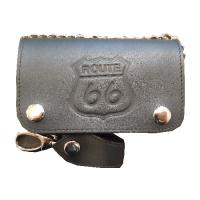 LEATHER WALLET SMALL DOUBLE BLACK ROUTE 66