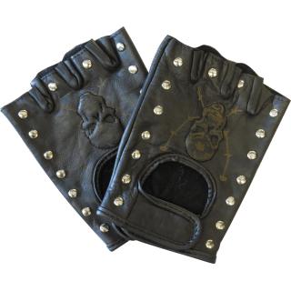 LEATHER GLOVES FINGERLESS WITH STUDS HA28797