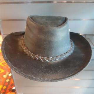 LEATHER HAT WITH BLACK BRINDLE BAND 22940
